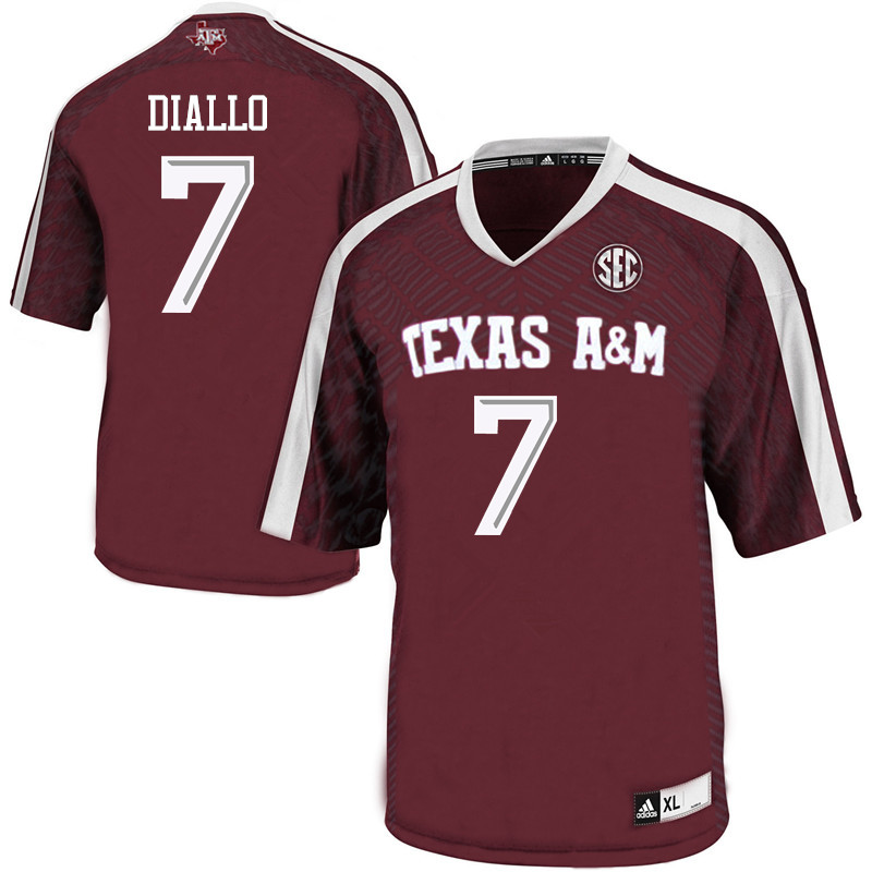 Men #7 Mohamed Diallo Texas A&M Aggies College Football Jerseys Sale-Maroon - Click Image to Close